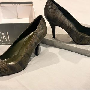 Green and Black Lizard Print Heels